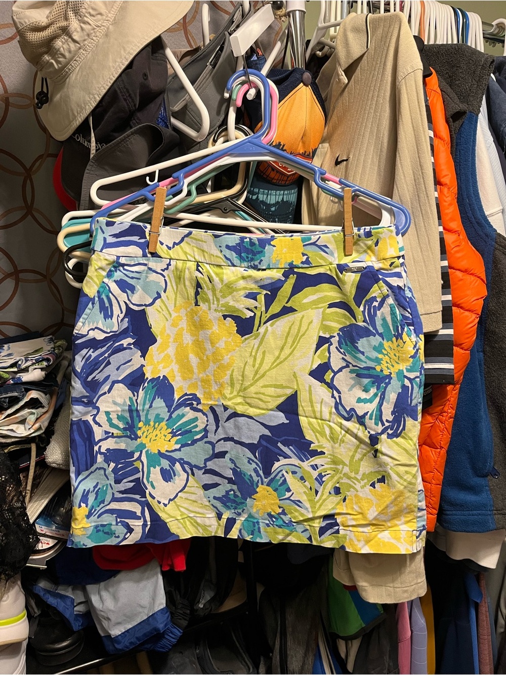 Rafaella Navy Floral Skort with Yellow & Green Accents